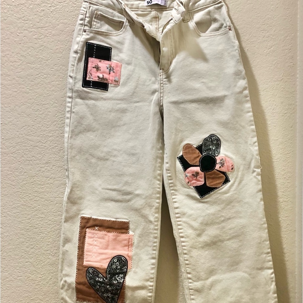 SO Cream Women's Patchwork Jeans with Pink Accents